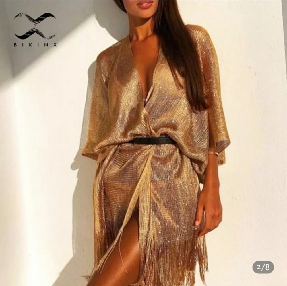 FREE W/$20+ bundle. Shimmery Glam Beach cover up kimono